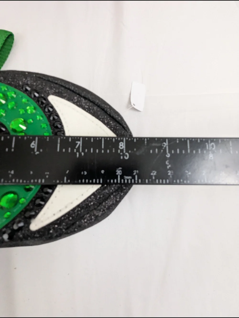 Eye Shaped Clutch/Wristlet Bag with Green Rhinestones